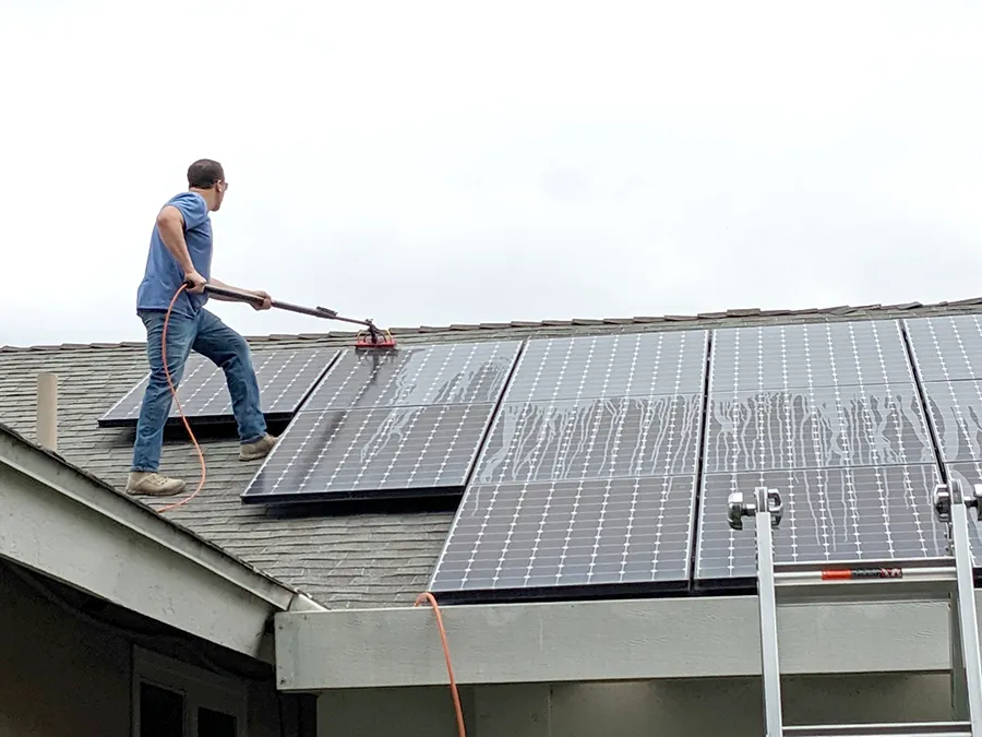 Solar Panel Residential Cleaning In Progress